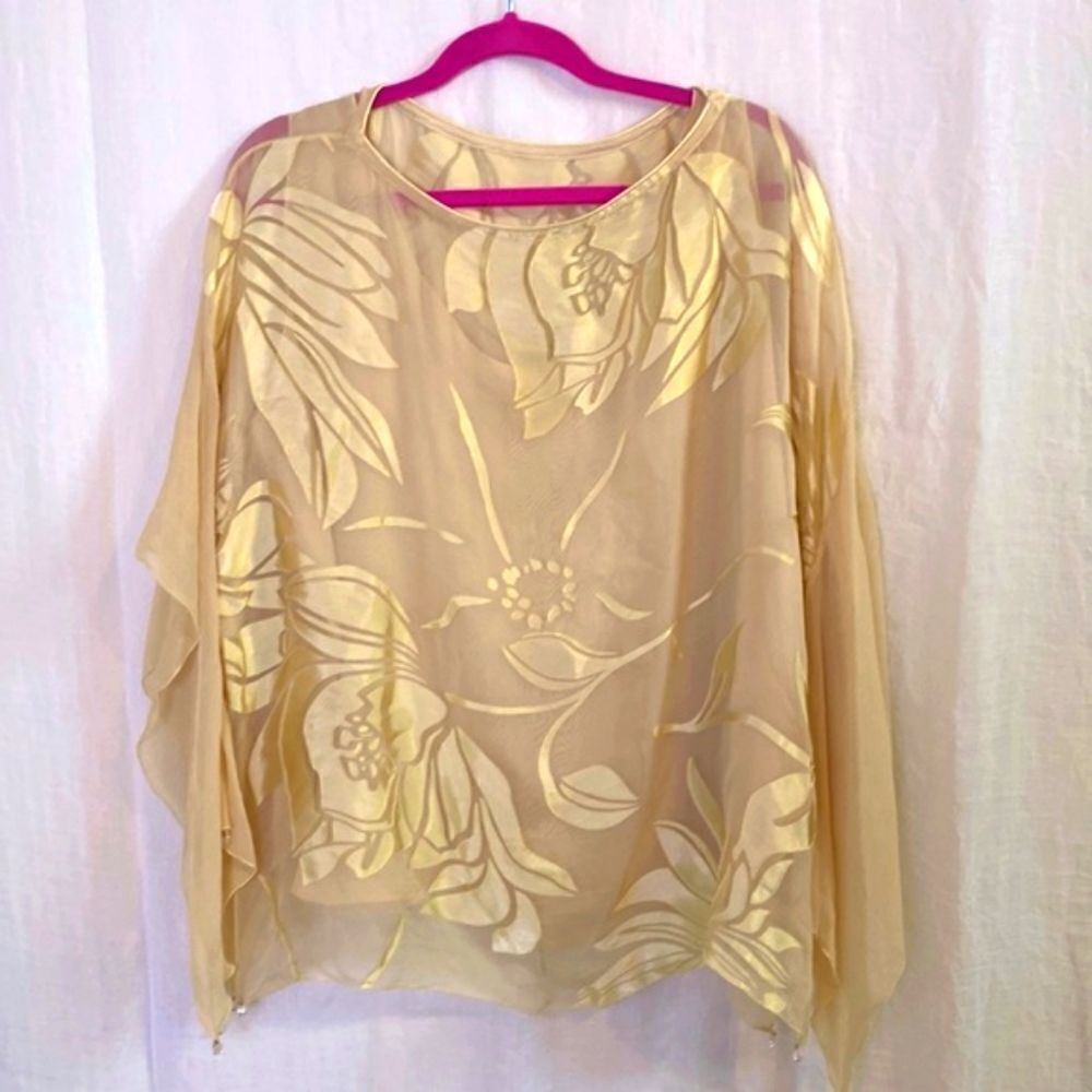 Silk Flutter Tunic Top Silk Burnout and Tank Size 1X - Picture 4 of 8